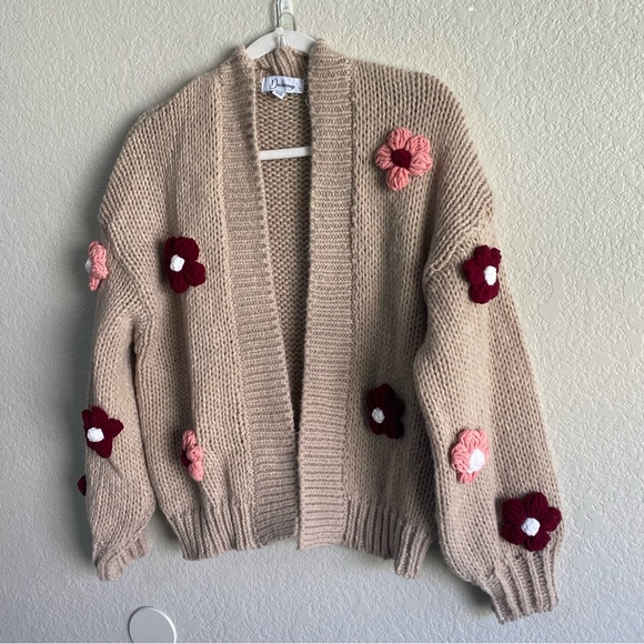 Anthropologie Beige and Pink Floral Cardigan - Picture 4 of 12